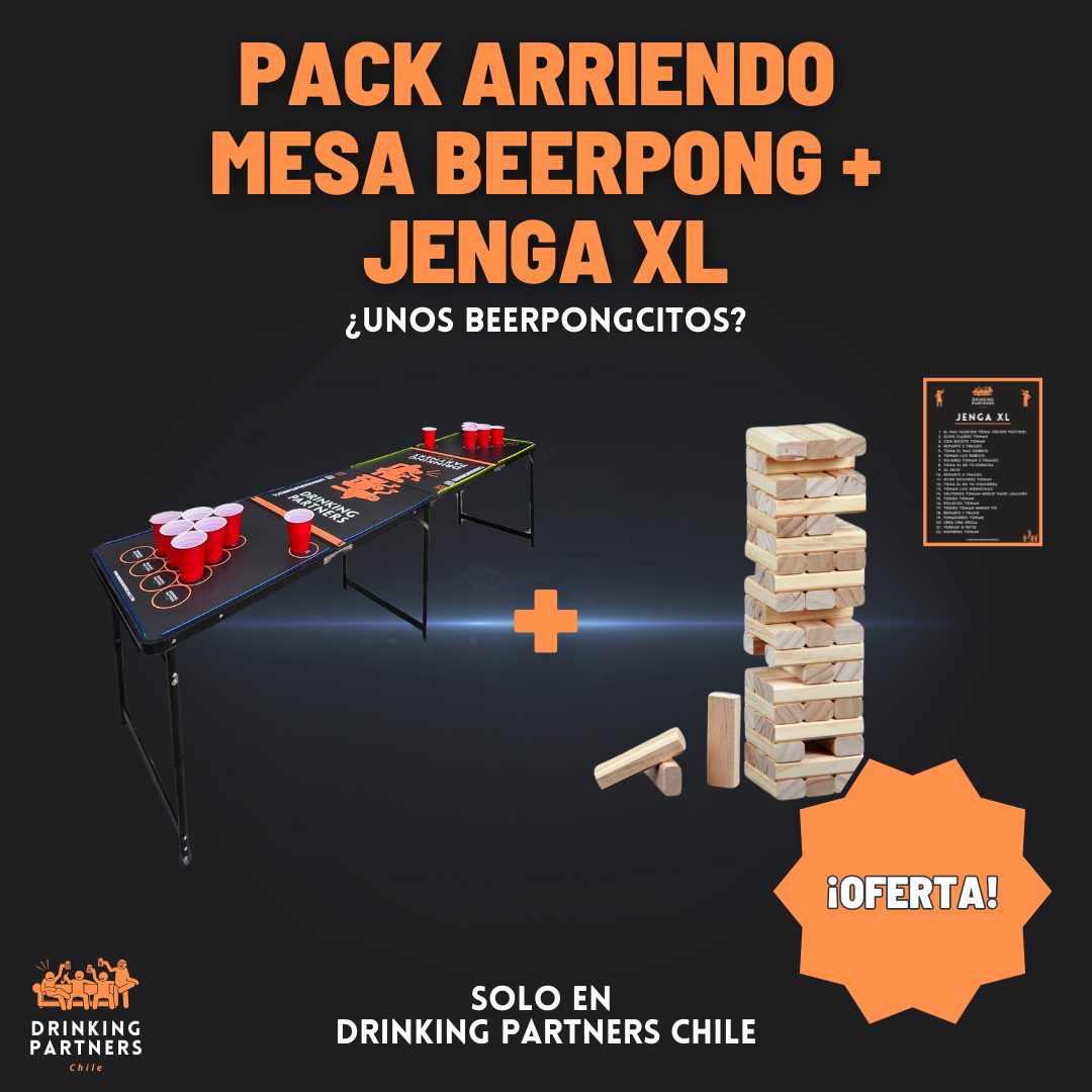 OFERTA ARRIENDO Pack Mesa Beerpong + Jenga XL